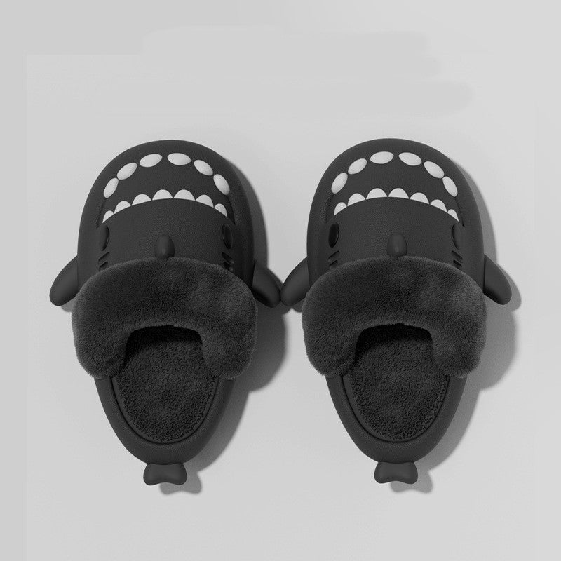 Fluffy shark slippers - Dark Grey