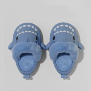 Fluffy shark slippers - Blue