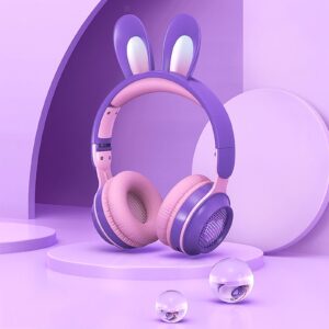 Foldable rabbit ear headset - Purple-pink-Fabulous Bargains Galore