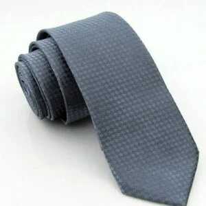 Geometric print men's skinny tie - blue
