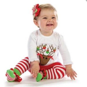 Girl 2 piece Christmas outfit-red-white-stripes (1)