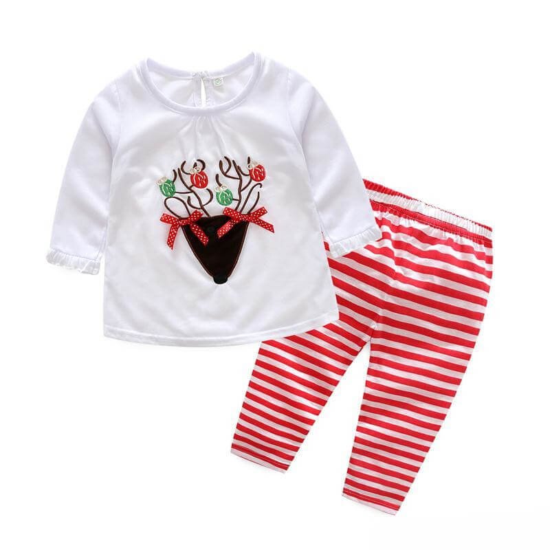 Girl 2 piece Christmas outfit-red-white-stripes (2)