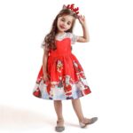 Girl Christmas dress with sleeves-red (3)