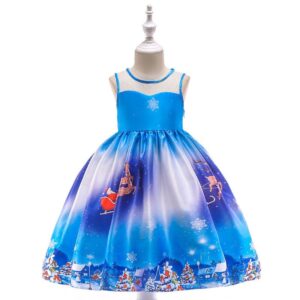 Girl Christmas party dress-blue (1)