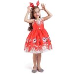 Girl Christmas sleeveless dress-red (3)