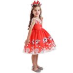 Girl Christmas sleeveless dress-red (6)