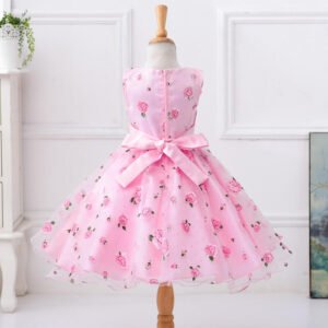 Girl floral party dress-pink (2)