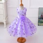 Girl floral party dress-purple