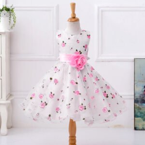 Girl floral party dress-white