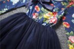 Girl flower print tulle dress - navy- Blue (3)
