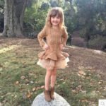Girl knitted jumper dress-brown (1)