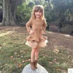 Girl knitted jumper dress-brown (1)