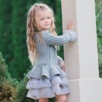 Girl knitted jumper dress-grey (1)