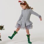 Girl knitted jumper dress-grey