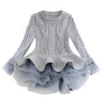 Girl knitted jumper dress-grey (3)