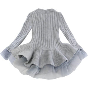 Girl knitted jumper dress-grey (4)