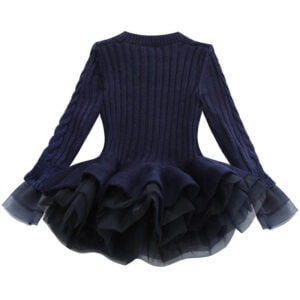 Girl knitted jumper dress-navy-blue (1)