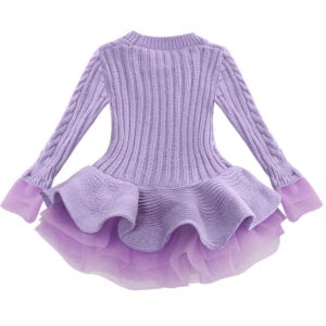 Girl knitted jumper dress-purple (1)