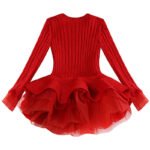 Girl knitted jumper dress-red (1)