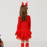 Girl knitted jumper dress-red (5)