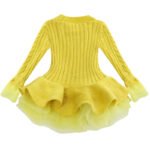 Girl knitted jumper dress-yellow (2)