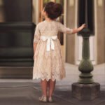 Girl lace dress with sleeves-champagne 2