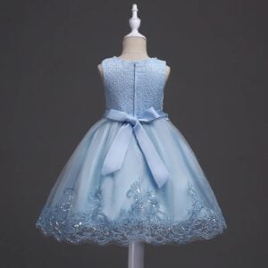 Girl lace top tulle party dress-blue (1)