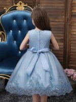 Girl lace top tulle party dress-blue (6)