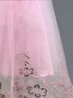 Girl lace top tulle party dress-pink (1)