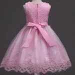 Girl lace top tulle party dress-pink (3)