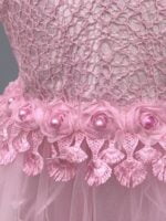 Girl lace top tulle party dress-pink (5)