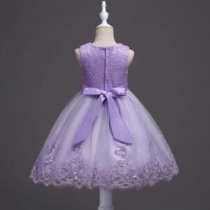 Girl lace top tulle party dress-purple (1)