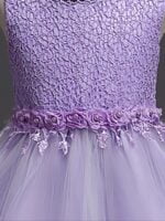 Girl lace top tulle party dress-purple (3)