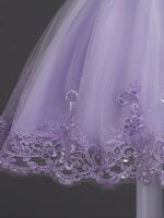Girl lace top tulle party dress-purple (6)