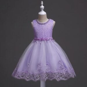 Girl lace top tulle party dress-purple (8)