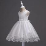 Girl lace top tulle party dress-white (3)