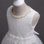 Girl lace top tulle party dress-white (5)