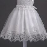 Girl lace top tulle party dress-white (8)