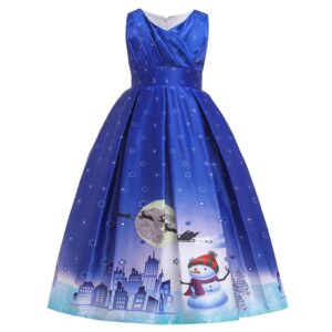 Girl long Christmas dress-blue (3)