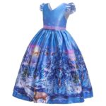 Girl long Christmas dress with sleeves-blue (1)