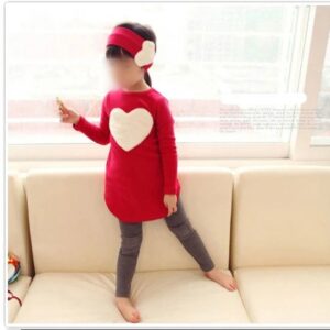 Girl long sleeve 3 piece outfit set-red-grey (2)