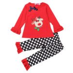 Girl long sleeve Christmas outfit-red (1)