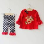 Girl long sleeve Christmas outfit-red (2)
