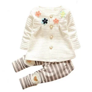 Girl long sleeve outfit - white (1)