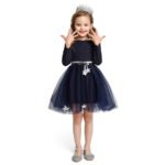 Girl long sleeve tulle dress-navy-blue (2)