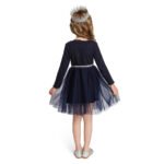 Girl long sleeve tulle dress-navy-blue (3)