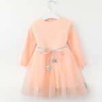 Girl long sleeve tulle dress-pink (1)