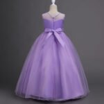 Girl long tulle ball gown dress - purple (1)
