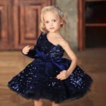 Girl one shoulder sequin dress-blue (1) (1)