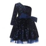 Girl one shoulder sequin dress-blue 3 (1)